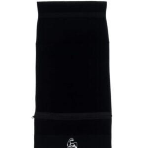 White embroided sports towl with zipper compartment
